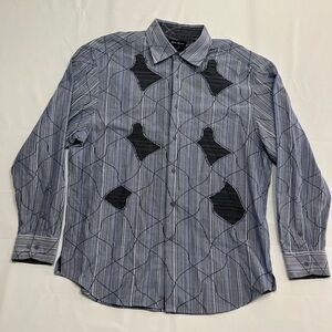 Jhane Barnes Mens 2XL Striped Abstract Stitch Long Sleeve Multicolor‎ Shirt